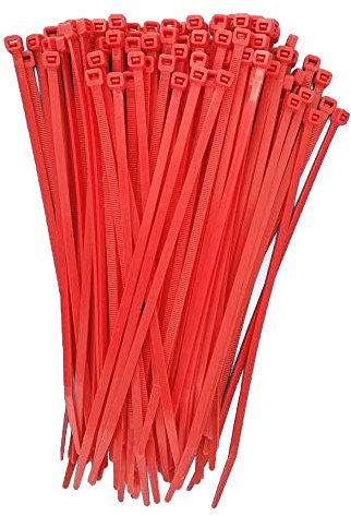 UKCable-Ties Red Cable Ties 100mm 140mm 200mm 300mm Nylon Zip Ties Wraps (50, 200mm x 4.8mm)