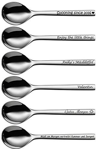 aplusashop WMF Nuova Müslilöffel mit Gravur nach Wunsch Cromargan Edelstahl 16,5 cm Löffel