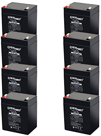 ExpertPower EXP1250, Rechargeable12V 5Ah UPS Battery, F1 Terminals, 8 Pack