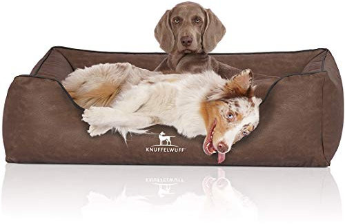 Knuffelwuff Hundebett Scottsdale aus Kunstleder Übergröße XXXL 155 x 105cm Braun
