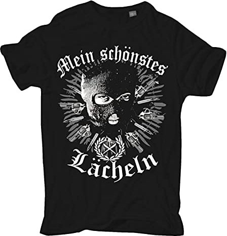 Herren T-Shirt Mein schönstes Lächeln Sturmhaube Gangsta Rap Ultras
