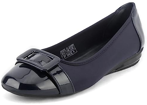 Greatonu - Ballerines carrées Classiques fermées pour Femme Bleu Marine EU 41