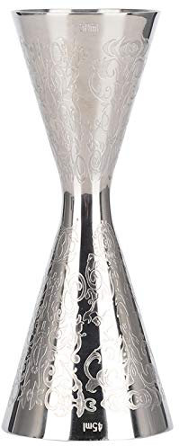 FTVOGUE Jigger de cóctel Doble de Acero Inoxidable con Escala - Grabado en Plata