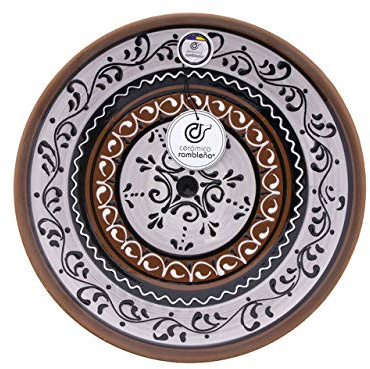 CERÁMICA RAMBLEÑA | Plato Decorativo para Colgar en Pared | Plato de cerámica | Plato decoración Mediterránea Modelo D22 | 100% Hecho a Mano | 35x35x6 cm