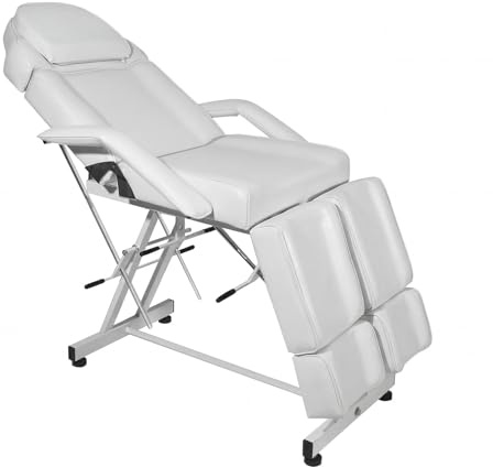 Panana Beauty Salon Massage Table 3 Section Adjustable Couch Recliner Chair Treatment Tattoo Facial SPA Massaging Bed Table (White2)