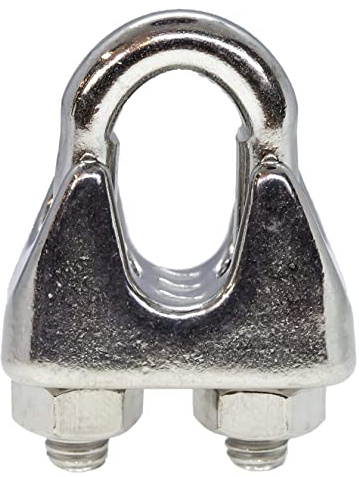 A4 Marine Grade Stainless Steel Wire Rope Clips Clamps Slings U Bolt Clamp Grips DIN741 (Pack of 4) (M8) H09D/1
