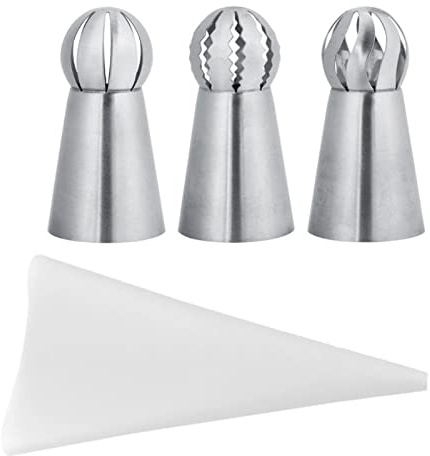 4PCS Russian Ball Tips Russian Piping Tips Set Icing Nozzles Cake Decorating Tools Piping Nozzle, Flower Frosting Icing Piping Nozzles Pastry Tips Cake Decorating Tips Kit DIY Making Tools-White