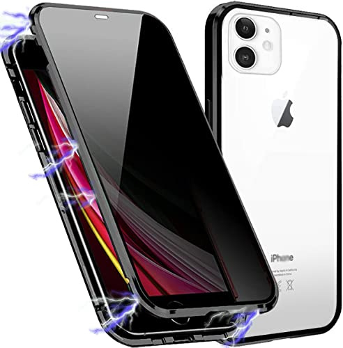 MIMGOAL Hülle für iPhone 11 Anti Spy Magnetisch Schwarz | Sichtschutz Bis 35 Grad, Gehärtetes Glas Vorne Und Hinten, Magnetischer Metallrahmen, Integrierter Kameraschutz