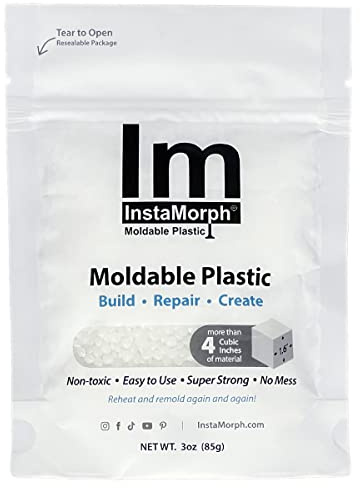 InstaMorph Reusable Moldable Plastic | Thermoplastic Beads, Meltable Polymorph Pellets | Lightweight Modeling Compound for DIY Crafts, Sculpting, Cosplay Accessories | Temporarily Repair | White, 3oz