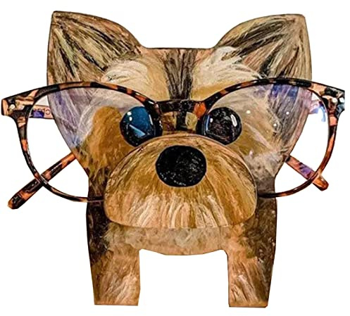 TOPCHANCES Niedlicher kreativer Tier-Brillenhalterung, 1 Stück Holz-Brillenrahmen in Tierform, für Heimbüro, Schreibtisch, Dekorationszubehör (Yorkshire Terrier)