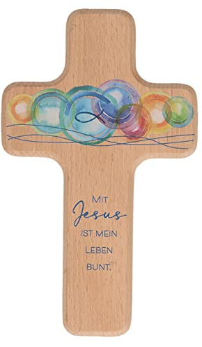 Butzon & Bercker Kinderkreuz - Mit Jesus Ist Mein Leben Bunt - Buche