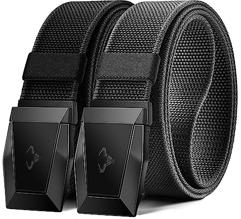 KEMISANT Taktischer Gürtel 2er, Gürtel Herren Arbeitsgürtel Militär Wandern 38mm,Schnellverschluss Metallschnalle(Schwarz/Dunkelgrau-145cm/46-50 taille verstellbar)