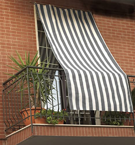 GEMITEX Tenda da sole RIGA GRIGIA, 150x290CM, COMPLETA DI OCCHIELLI E GANCI PER UNA SEMPLICE INSTALLAZIONE. PROTEGGE LA TUA CASA DAL SOLE E CREA ZONE OMBREGGIATE. Per villa, campagna, mare, camping