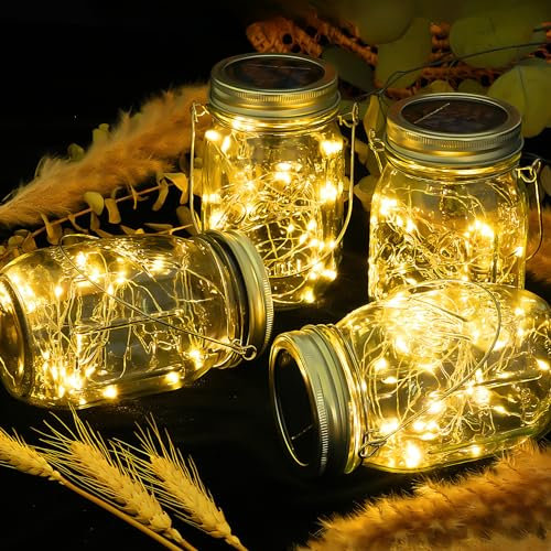 Paxluv Lanterne da Esterno - 4 Pezzi Lanterna Solare da Esterno da tavolo, Lanterne Solari da Esterno, Elegante e Resistente Natale Decorazioni, Ideale Lanterna da Esterno, 13,4 x 7 cm