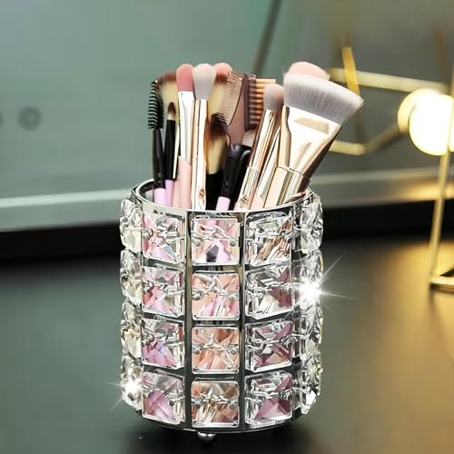 EXIN DECHEN Make-up Pinsel Aufbewahrung aus Kristall, Schmink Aufbewahrung Pinselhalter, Stiftbehälter Bürstenhalter, für Schminkpinsel, Kosmetik Organizer Desktop-Dekoration