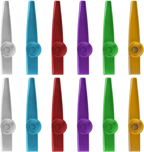 Kazoo Set aus Metall, Kazoo Musik Kazoo Instrument, 14Pcs Kasu Musikinstrumente aus Aluminiumlegierung Kazoos Metall in 7 Farben für Party Geschenke, Nasenflöte für Kinder, Musikliebhaber, Anfänger