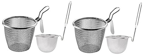 ensembles de passoire en acier inoxydable panier à frites grande passoire en acier inoxydable passoire à panier avec poignée passoire à mailles fines écumoire passoire cuillère panier à nouilles pas