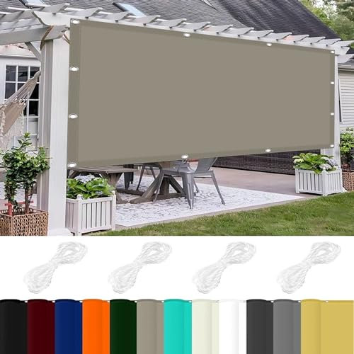 Gartenüberdachung 2 x 4.2 m 98% UV Schutz Sonnensegel für Sandkasten mit Ösen Und Kordel Reißfest für Garten Balkon Terrasse Camping, Khaki