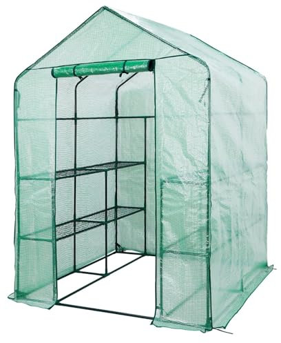 Easigear Walk In Greenhouse PE Cover Only, 8 Shelf Size, Green, 143 x 143 x 195 cm