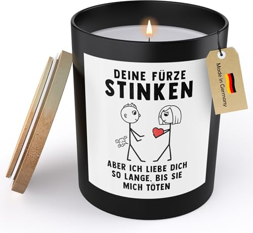 (HANDGEMACHT) Männer Geschenk Spruchkerze Deine Fürze Stinken Jahrestag Hochzeitstag Ehemann Sojawachs Kerze im Glas Freund Partner Valentinstag Ihn Handgemacht Duft Nachhaltig - ZITRUS