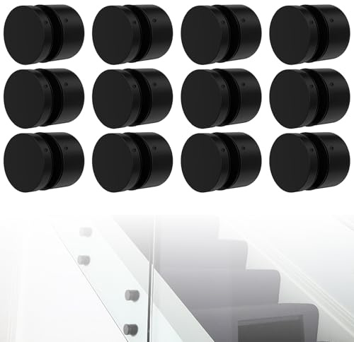12 Pack Glass Railing Standoff 2x2 Heavy Duty SS316 Glass Standoff Mounts Black Glass Standoff Nail for Balcony Stair Balustrade Glass
