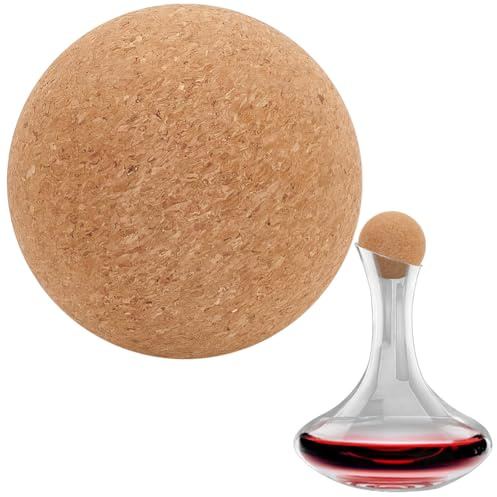 OLYCRAFT 9,9 cm Weinkorkkugel Große Größe Holzkorkkugelstopper Naturholz Korkkugel für Weinflasche Zubehör Glas Dekanter Stopper Flasche Ersatz