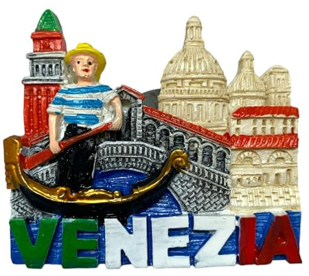 Kühlschrankmagnet 3D Harz Venedig Gondel Souvenir Geschenk Haus Küche Sammlung 7 x 7 cm (60438)