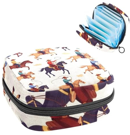 Aufbewahrungstasche für Sanitär, Stilleinlagen-Halter, Reißverschluss, Menstruationstaschen, Vintage, wilde Western-Cowboys, Männer, Pferde, weibliche Menstruationspads, Tampon-Organizer
