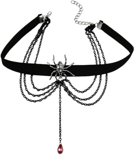 NJCXOLA Damen Gothic Halskette und Armband Set Spitzenarmband Choker Modeaccessoires für Party und Abend Vampir Halskette und Armband Ideal zum Verschenken