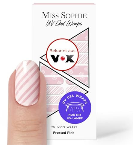 Original Miss Sophie UV Gel Nagelfolien I 20 UV Gel Nagellack-Streifen Frosted Pink UV I Für Finger- & Fußnägel