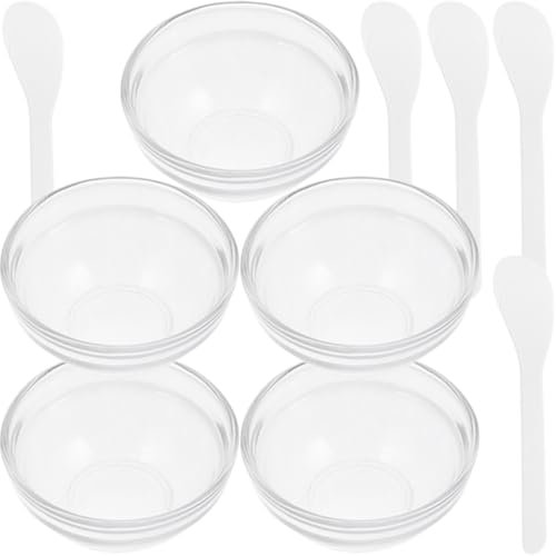 minkissy Essential Oil Bowl Set 10Pcs Thick Transparent Glass Facial Mask Mixing Bowls 3 Inch Spa Skincare Tools for Home Salon Use