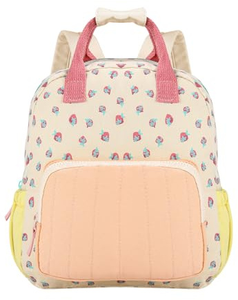 Vuxava Sac à Dos Enfant Fille – Petit Sac Maternelle Crèche 2 Ans (30×23×9 cm), Motif de la fraise, Velours Côtelé Rose, Idéal Cadeau Anniversaire Petite Fille, Sac de Voyage Bébé Léger