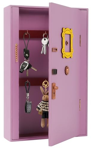 Miosugo Friends Monica's Key Hooks, 19*5*29.4CM Schlüsselkasten Holz mit 6 haken, Schlüsselbox Schlüsselschrank Wand Schlüsselhalter Wand für TV-Show Eingangstür, Flur, Schlafzimmer, Büro (Lila-neue)