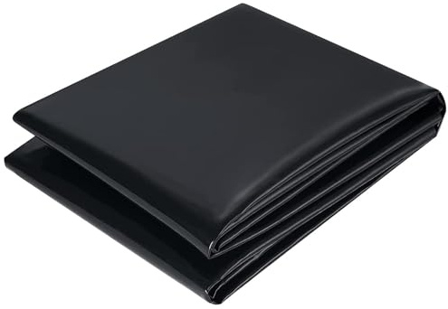 Hikrxya 3m x 3m PVC Teichfolie Schwarz - HDPE Teichfolien Schwerlast, Flexibel Teichfolien Scheibe Wasserdicht Dichtungsfolie für Fischteiche, Brunnen, Wassergarten und Wasserfall