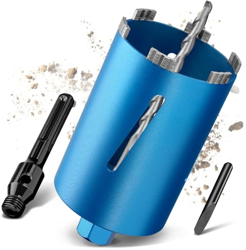 Punta diamantata M22, diametro 120 mm, lunghezza totale 200 mm, con adattatore SDS Max (110 mm), per trapano a secco e bagnato, 10 mm, per calcestruzzo in muratura