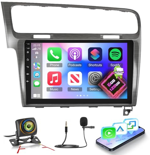 NHOPEEW Android 8 Core 6+128G bilradio för VW Golf 7 MK7 2012–2020 med trådlös Carplay och Android Auto DSP wifi GPS rattreglage 360 panoramautsikt