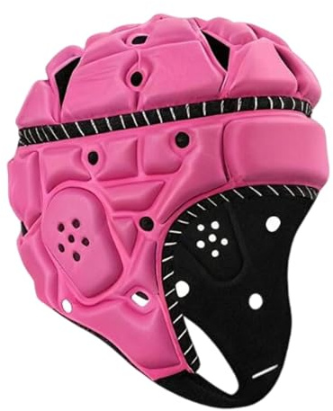 Homyl Casque Rugby Adulte avec Rembourrage Souple Protection Antichoc Ajustable et Bandes Réfléchissantes Conçu en Mousse EVA et Polyester Adapté Aux Hommes, Rose