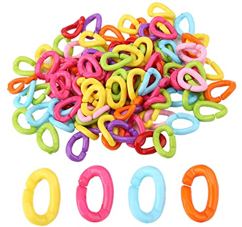 100Pcs Premium Plastic C Clips Hooks Chain Links DIY Parrot Small Cage Hangers Bird Foot Ideal for Connecting Perches