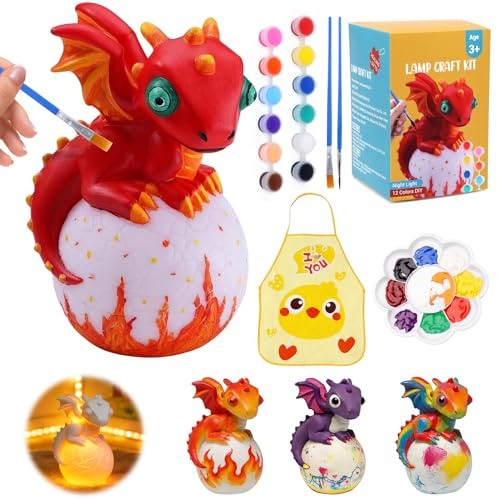 LEADSTAR Dinosaurio Kit de Pintura de Lámpara, Arte Kits de Manualidades para Niños y Niñas 6 7 8 9 10 11 12 Años, Pintar tu Propia Luz Nocturna de 3D, Regalo Creativos Cumpleaños para Niños 6-12