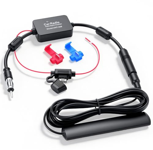 Lexrumy Antenne Voiture avec Amplificateur de Signal | Adaptateur Antenne Autoradio FM, Amplificateur Audio Voiture 12V/24V pour Poste Radio Voiture – Compatible avec Camions SUV