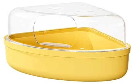 Hamster Sand Bath Container Clear Fun Cheese-Shaped Bathroom | Hamster Dust Bath for Grooming Bathing Cleaning Playing Exploring Hiding Gerbil Container Home Travel Toilet