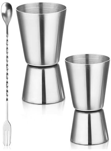 MYGLOAR Vaso medidor de cóctel de dos piezas, vaso medidor de acero inoxidable para bar, vaso medidor doble para ginebra, para licor de 30 ml y 40 ml, de cóctel con escala precisa, para bar en casa