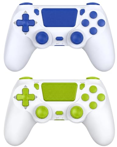 Eratiqu 2Pack Wireless Controller for PS4/Pro/Slim/PC, Dual Vibration, 6-Axis Motion Sensor, Touch Pad, 3.5mm Audio Jack, 800mAh Battery (Blue+Yellow)