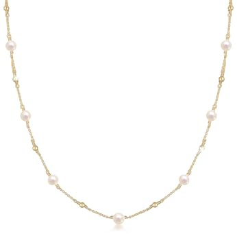 Elli Halskette Damen Kugeln Filigran mit Süßwasserperlen in 925 Sterling Silber Vergoldet
