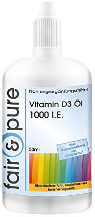 Fair & Pure® - Vitamin D3 Drops - 1000 I.U. - cholecalciferol - 50ml (1.75 fl.oz.) - Vitamin D Oil