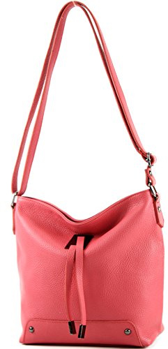 modamoda de - T169 - ital Umhängetasche Schultertasche aus Leder