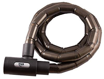 Ifam Slide 120 (046410) Antirrobo de rótulas para moto, pitón de 120 cm de longitud, rótulas de acero de 3mm de espesor, 3 llaves, Gris