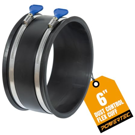 POWERTEC 70281 Dust Control Flex Cuff with Hose Clamps, 6-Inch