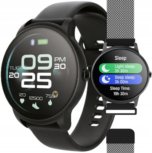 FOREVER Reloj Inteligente Forevive 2 SB-330 Negro – Smartwatch Deportivo con Pulsómetro, Podómetro, Monitor de Sueño, IP68, Notificaciones, Bluetooth, Compatible con Android y iOS