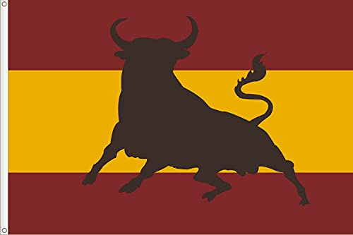 BANDERA DE ESPAÑA TORO. RASO PREMIUM 120D. TAMAÑO GRANDE. 150X90 CM